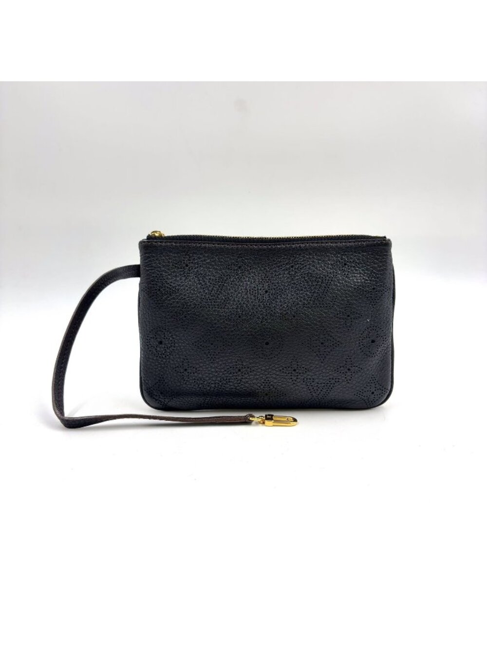 Louis Vuitton Mahina Selene Monogram Leather Black Pouch Gold